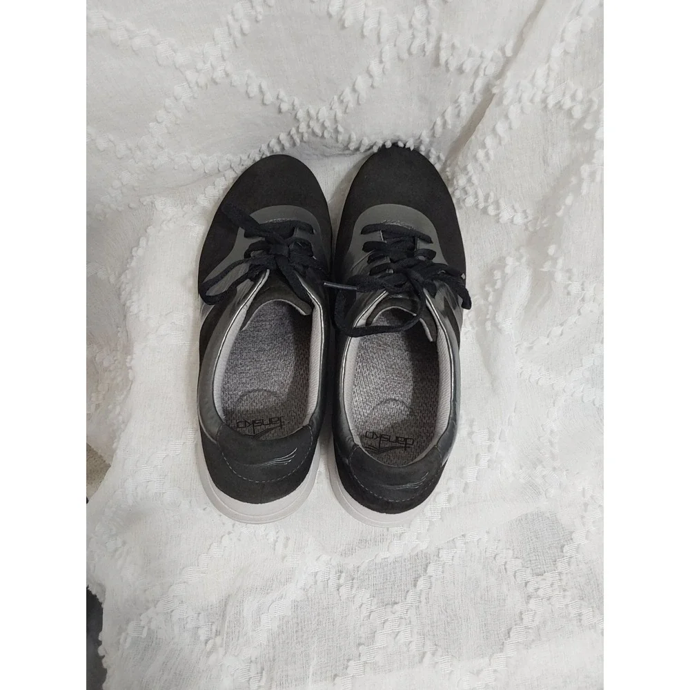 Dansko Women 39 Black‎ Suede Metallic Silver Leather Sneakers 4451951897 Lace Up